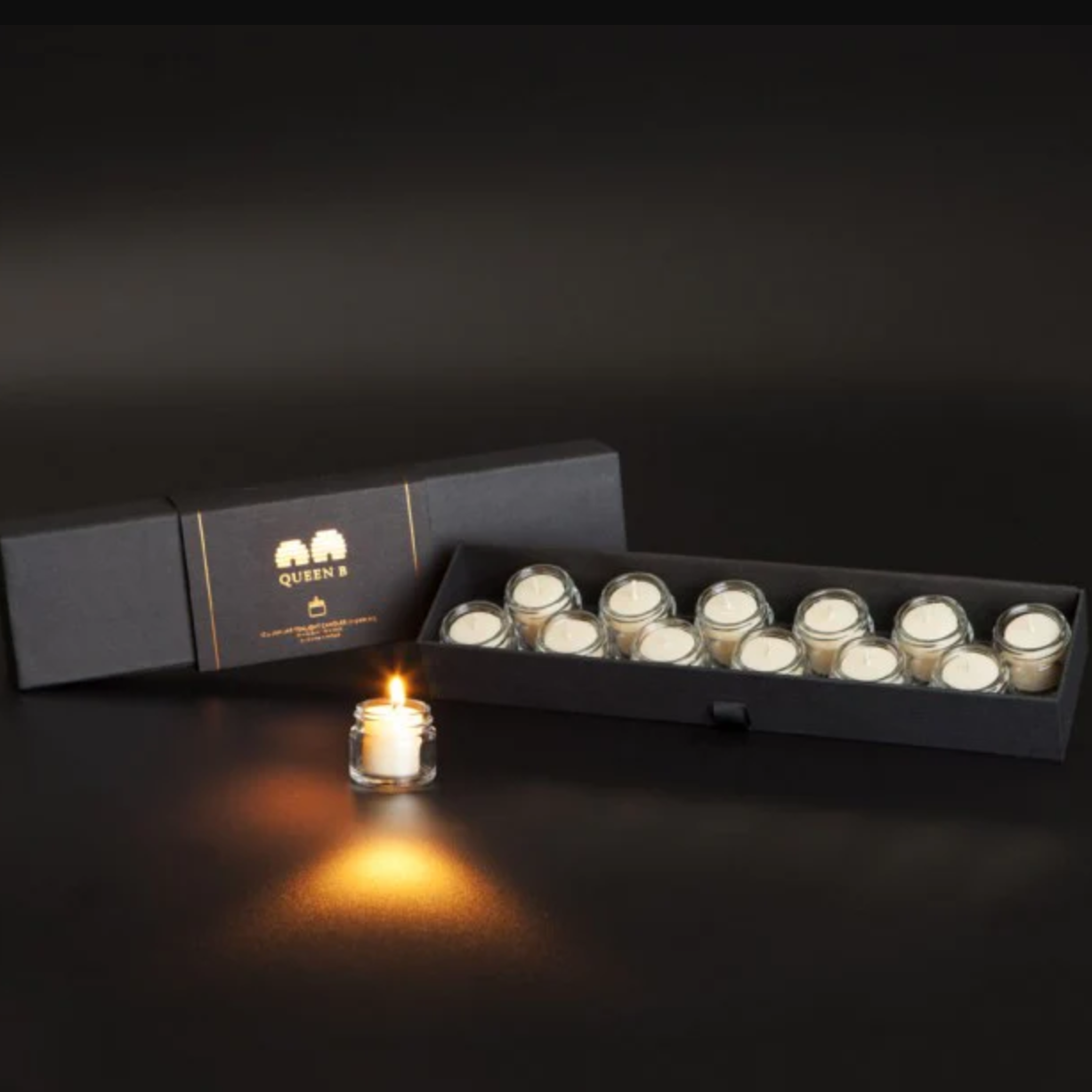 Queen B - Black Label Jam Jar Tealight Candles Gift Set