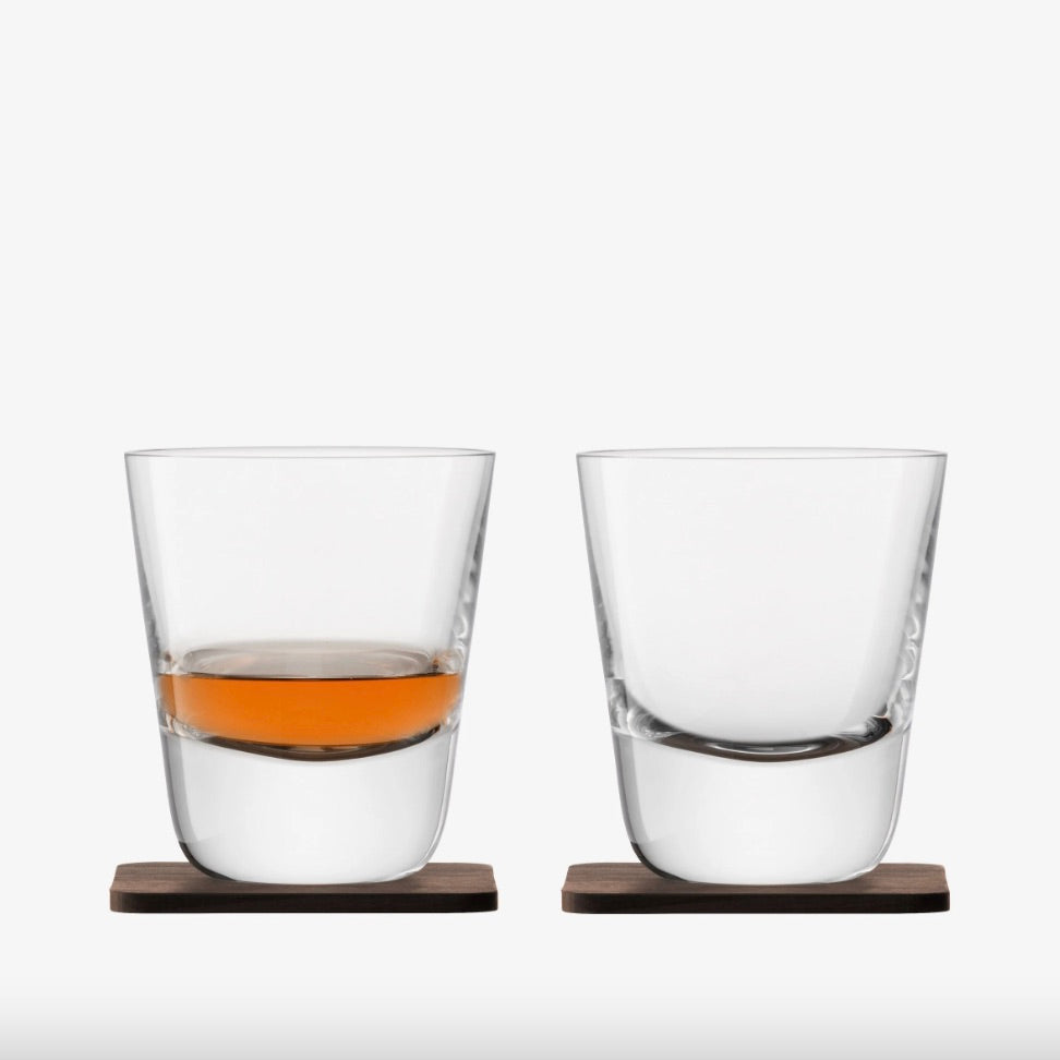 LSA Whiskey Glass Set with Walnut Coasters