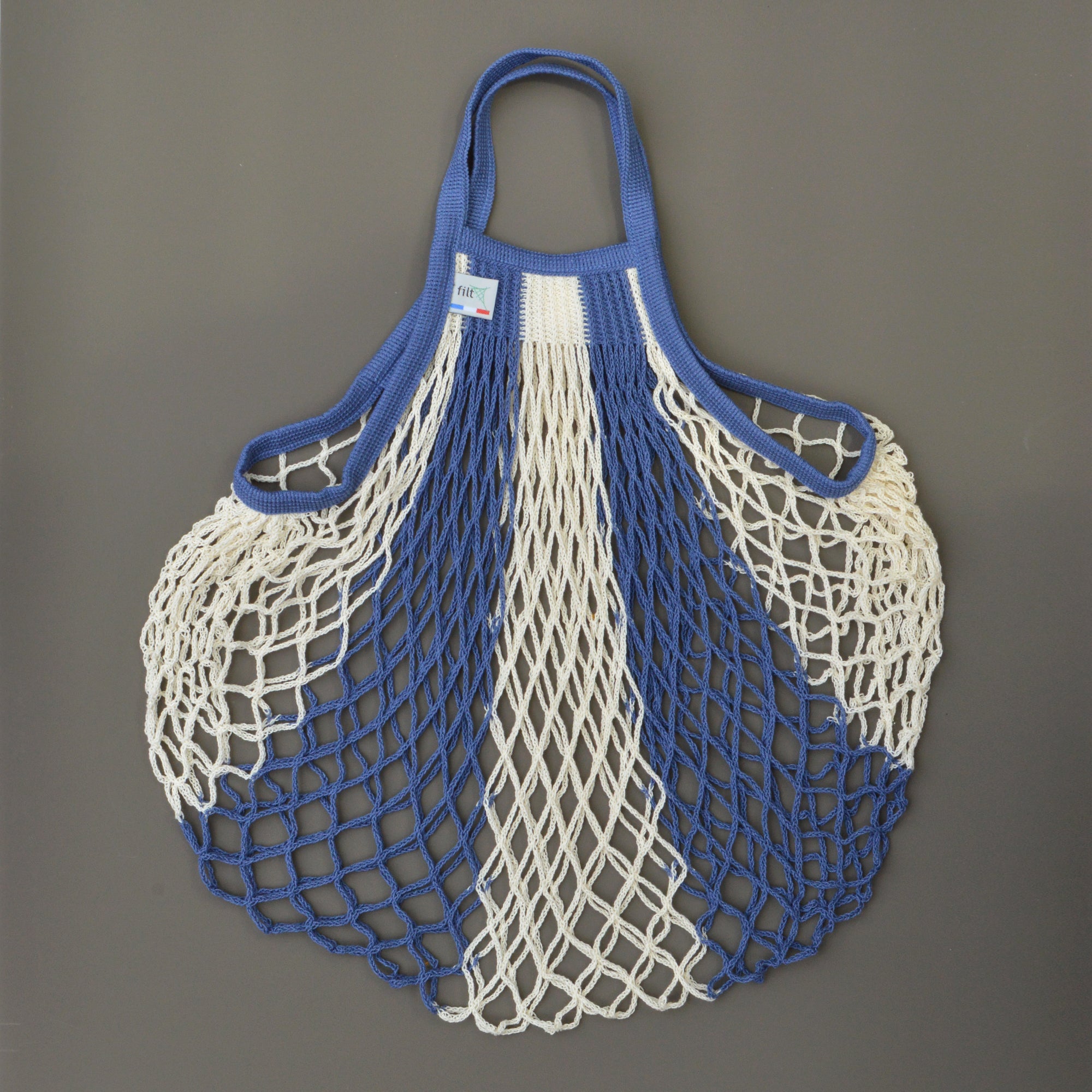French String Bag in Blue Ecru Stripe
