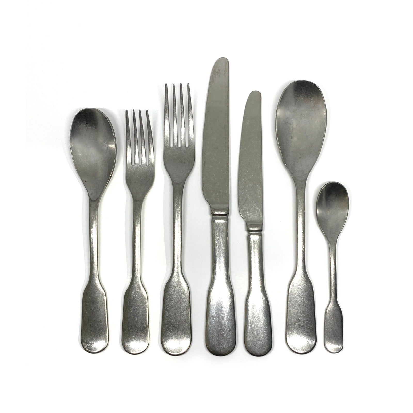 Calais 7 Piece Cutlery Set for one - Vintage Satin Finish - Stainless Steel