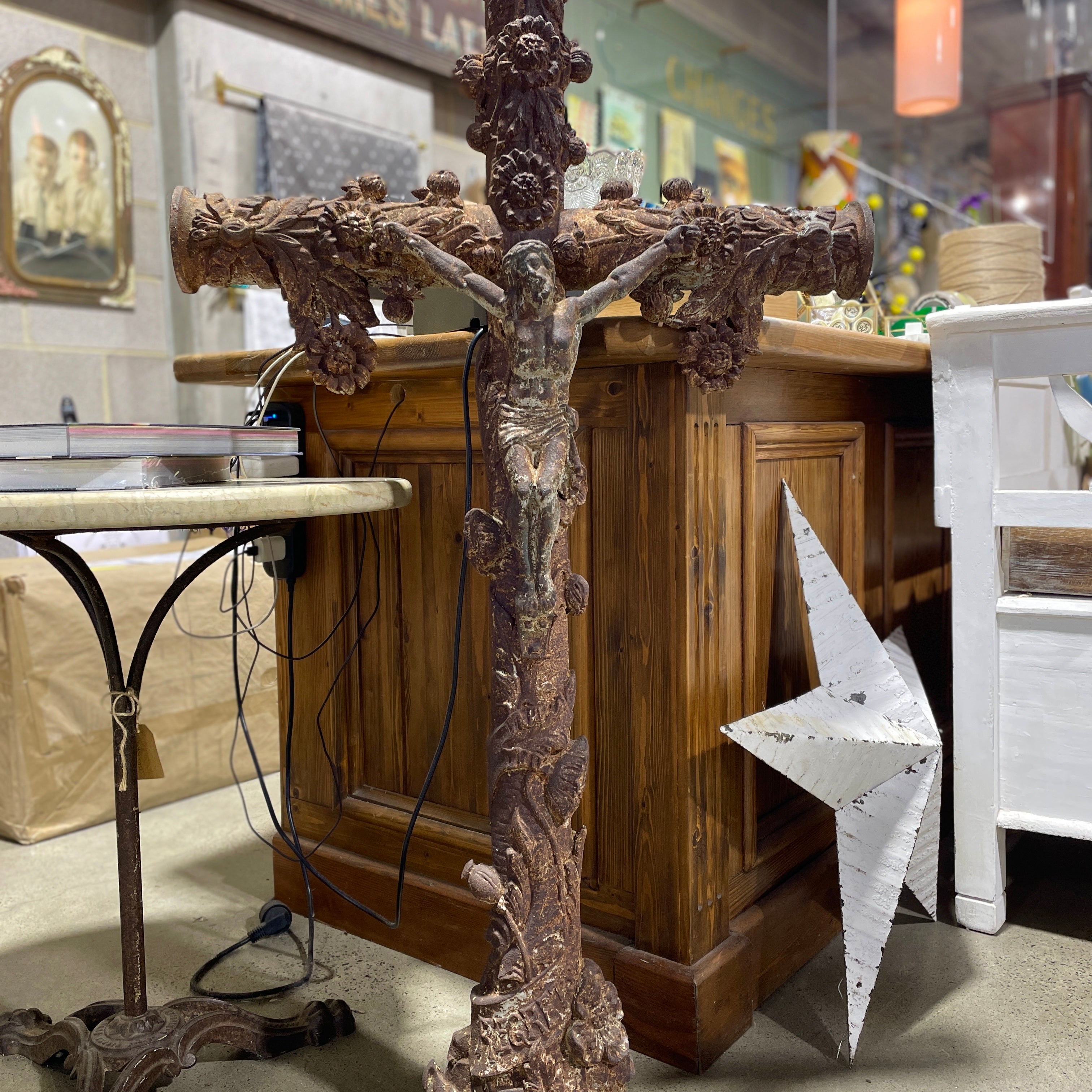 Vintage Cast Iron French Crucifix Aquitaine