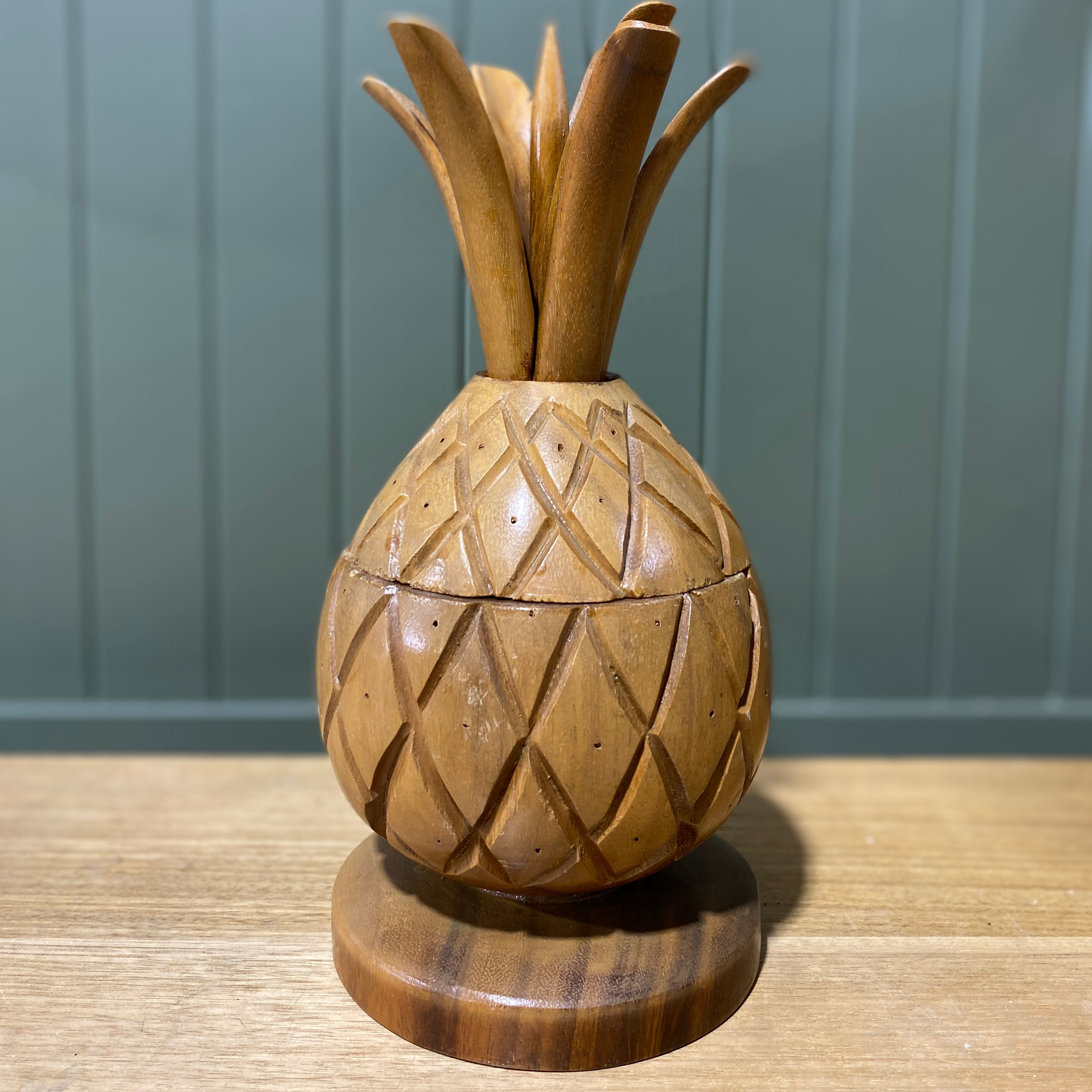 Vintage Pineapple Cannister- Wood