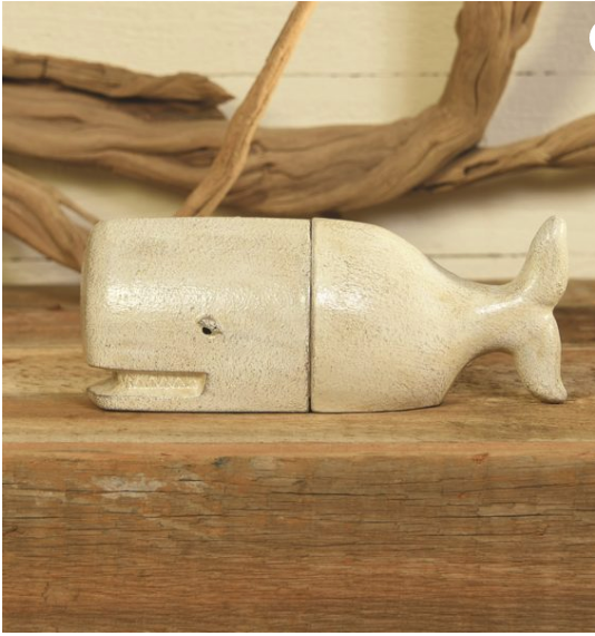 Cast Iron Whale Bookends in White