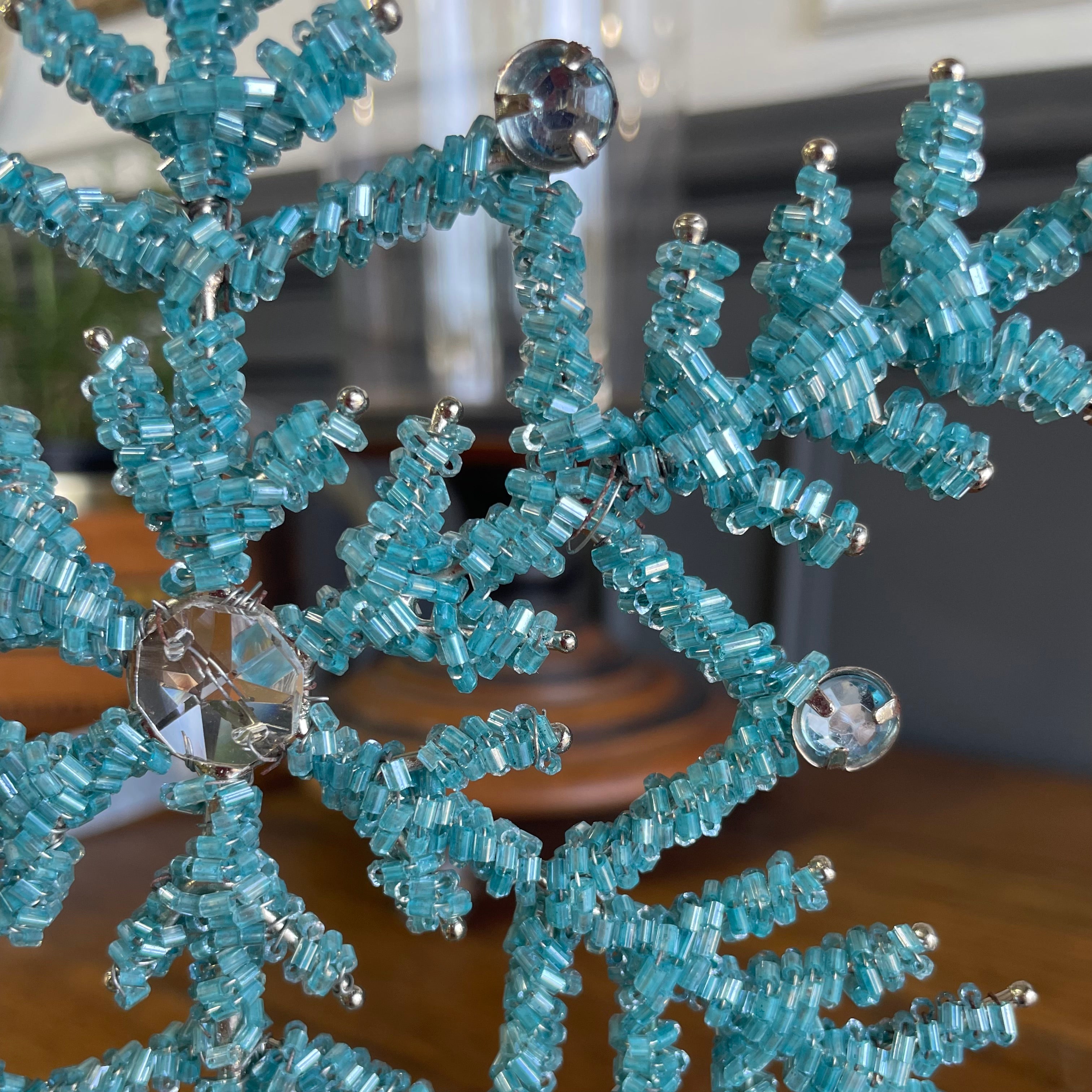 Beaded Snowflake Tree Topper - Arctic Blue