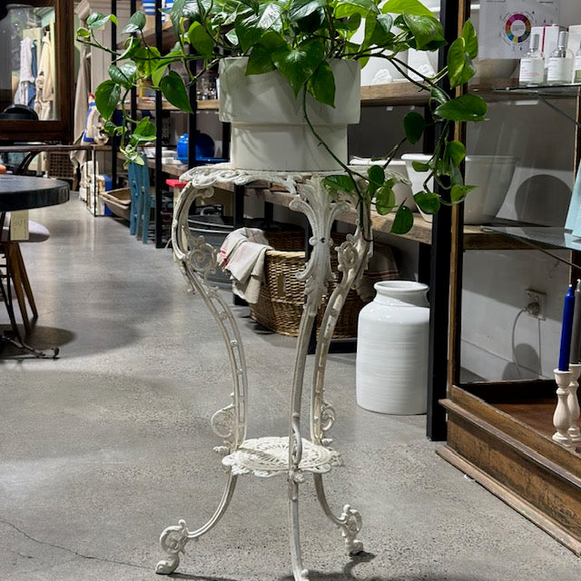 Cast Iron 2 Tier Plant Stand- White