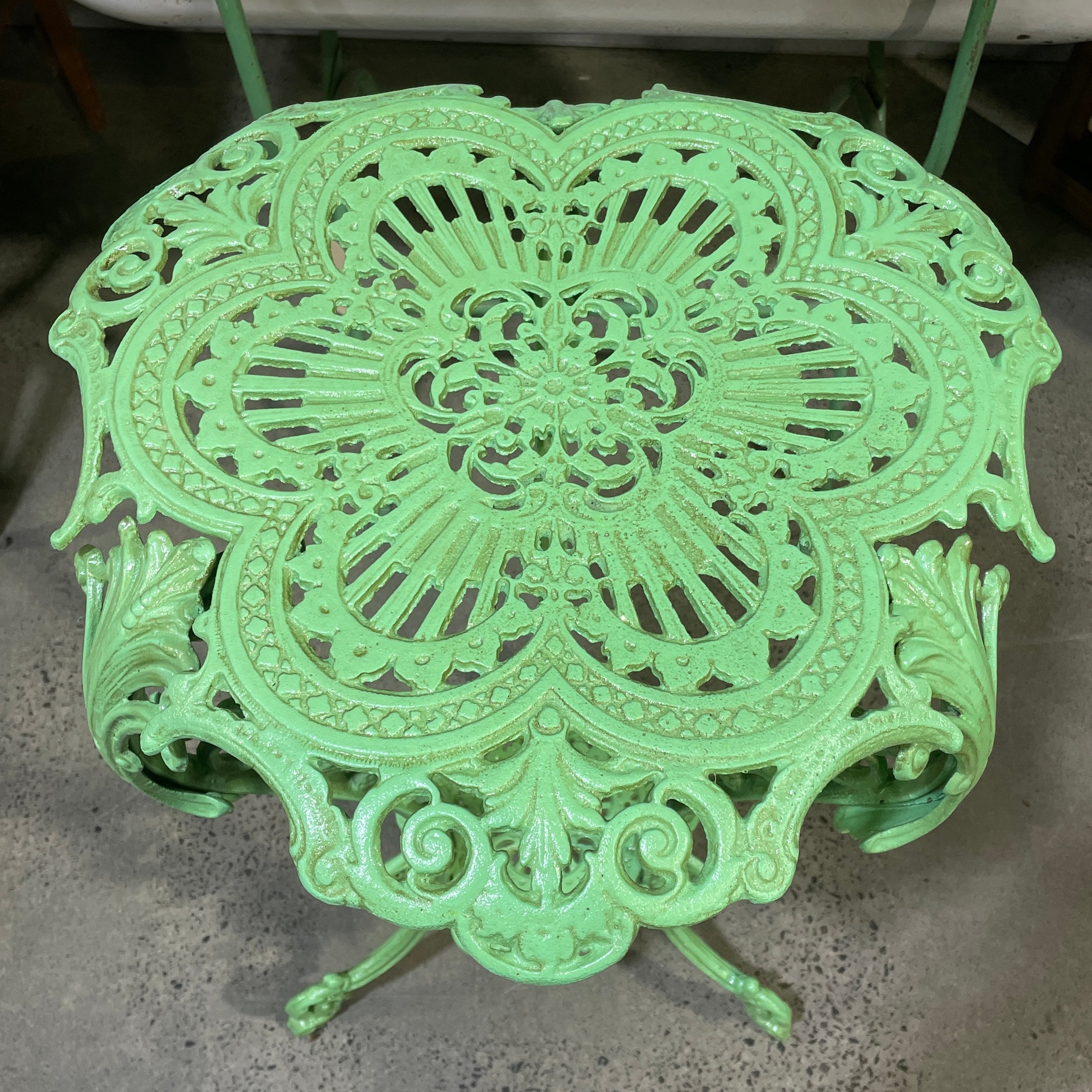 Mint Green Cast Iron 2 Tier Plant Stand