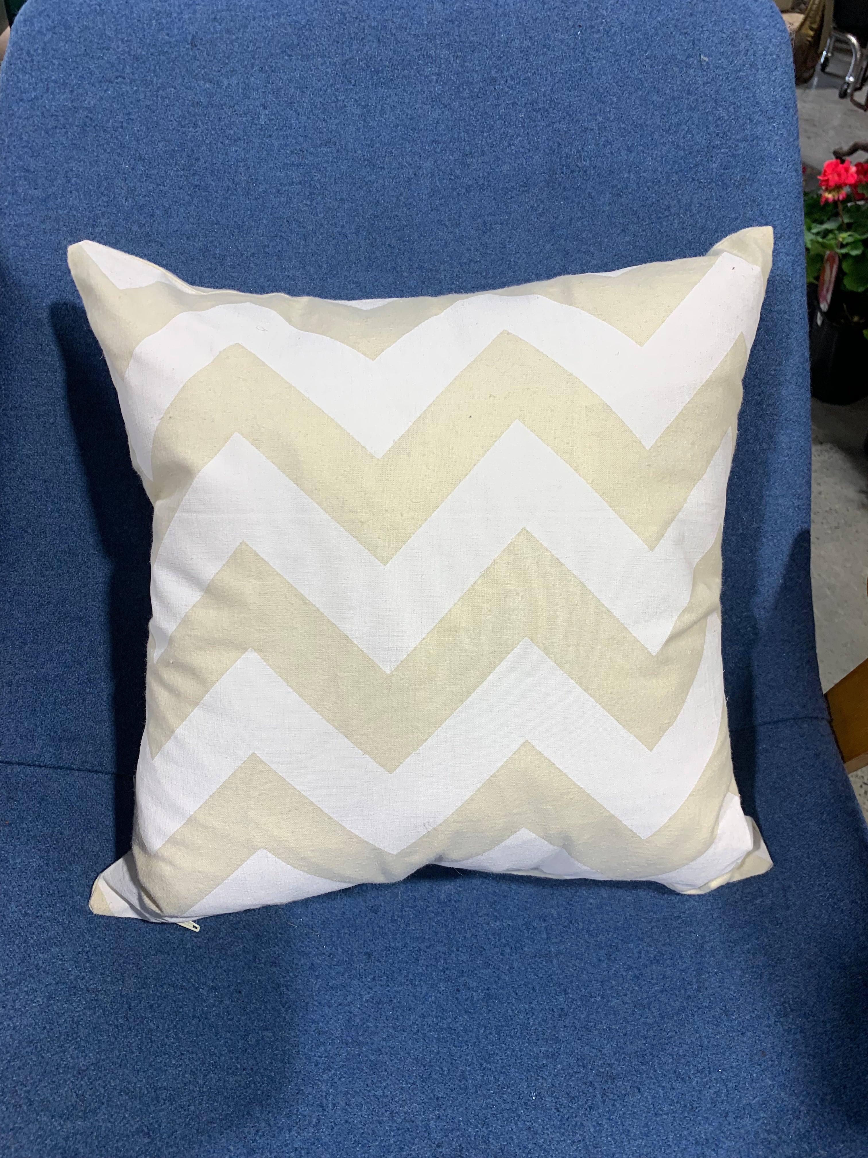 Blue Anchor & Zigzag Striped Pillow