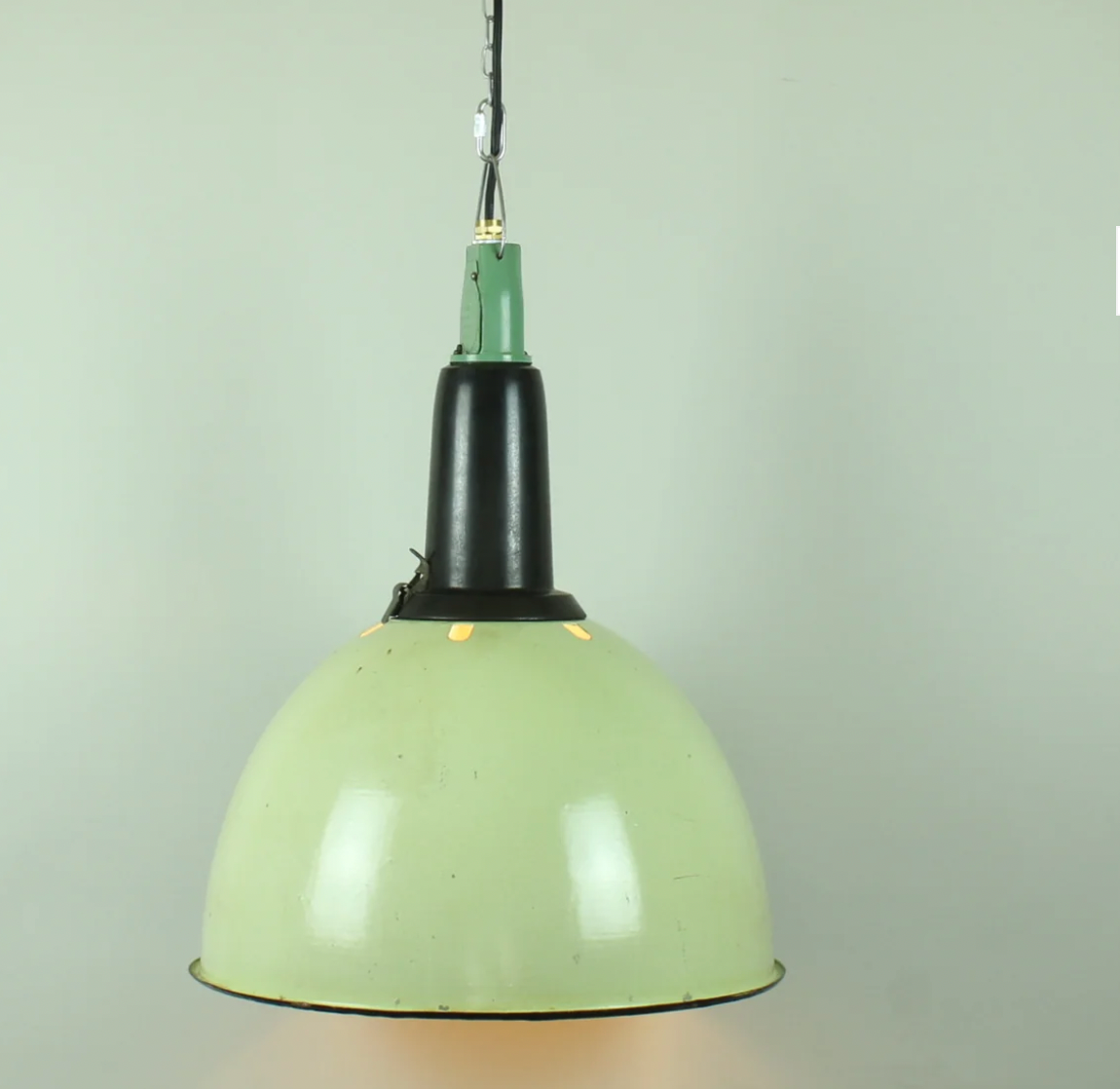 Light Green German Bauhaus Era Enamel Vintage Industrial Warehouse Shades - Medium