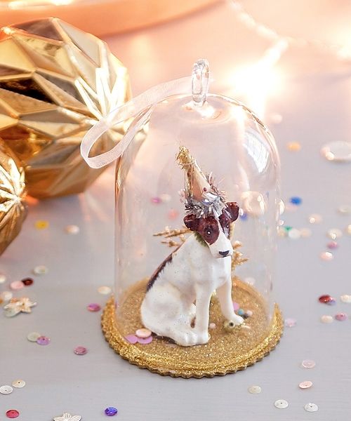 Hanging Dog Glass Dome Ornament - Jack Russel