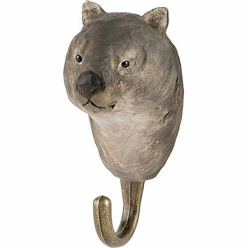 Hand Carved Wooden Wall Hook - Wombat