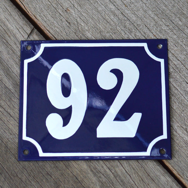 Enamel House Numbers from France in Traditional Deep Cobalt Blue