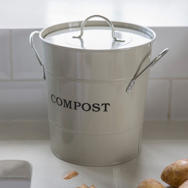 Enamel Compost Bucket Ivory