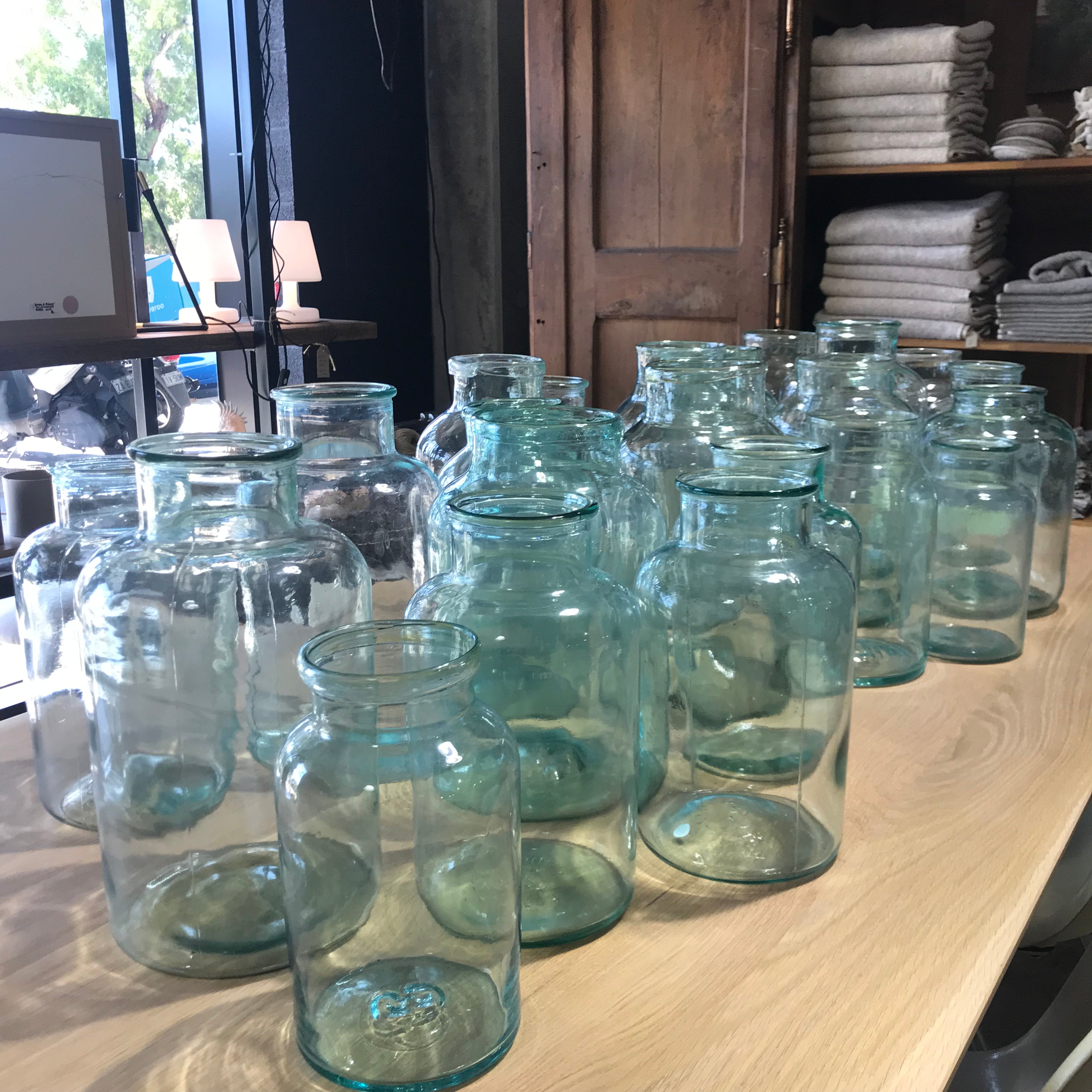 European Blue Glass Large Pickle Jar