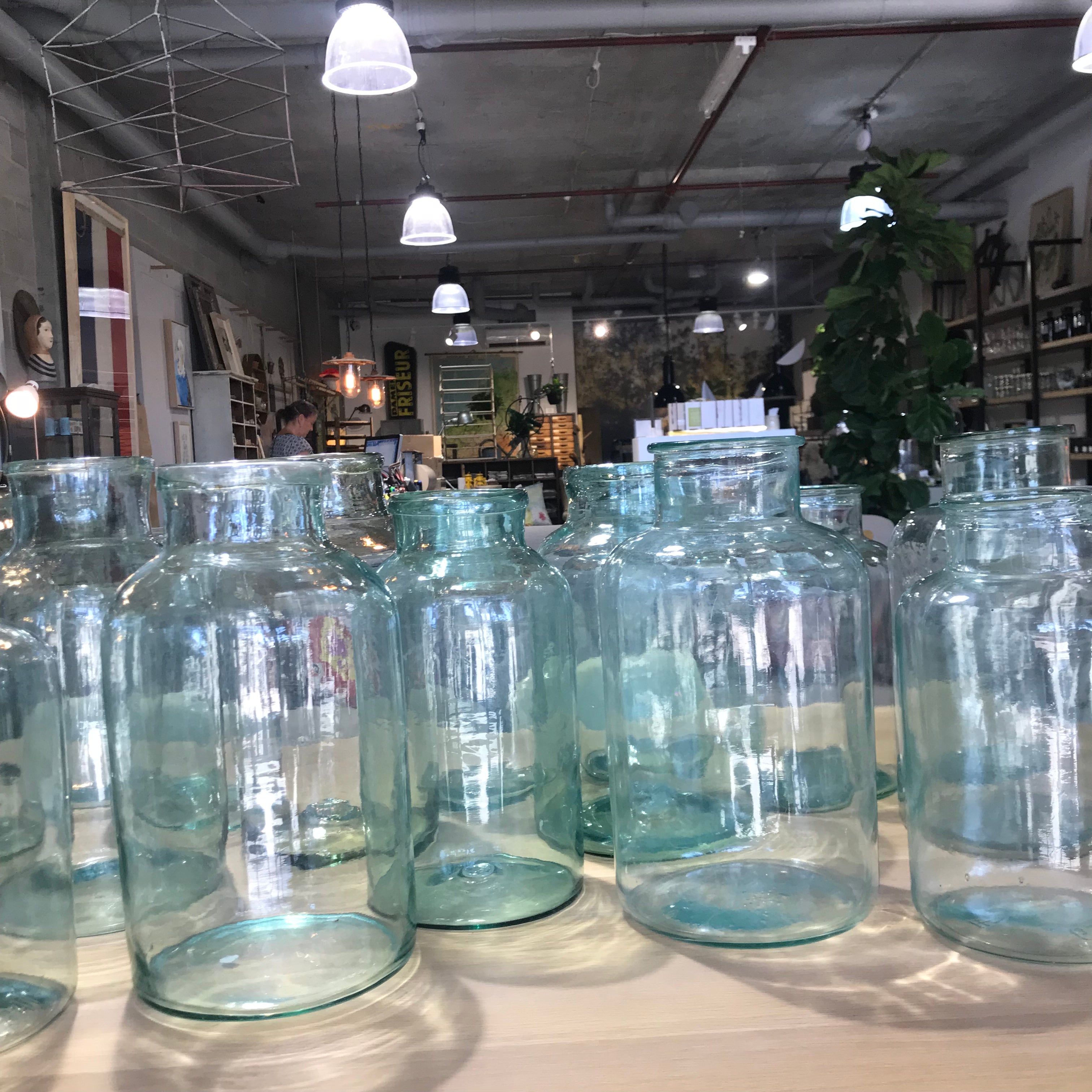 European Blue Glass Large Pickle Jar
