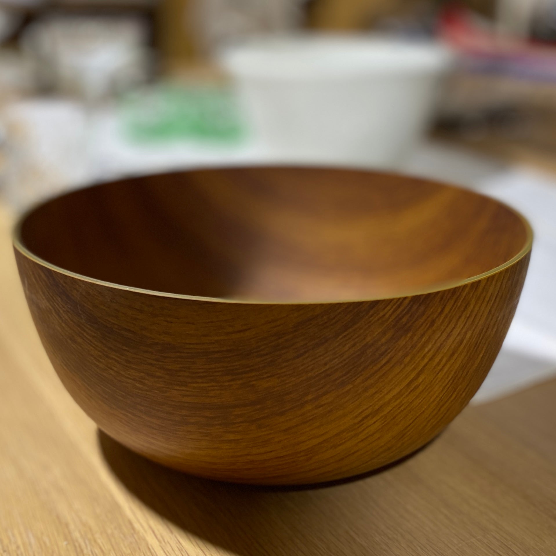 Mid Century Modern Wood Veneer Bowl - Round