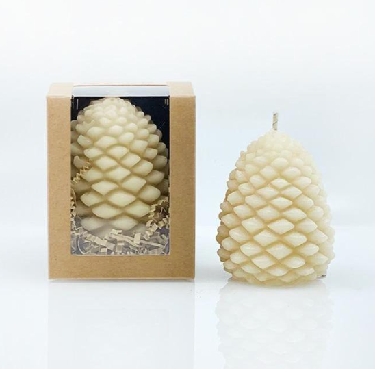 Queen B Beeswax Pinecone Candle - Large