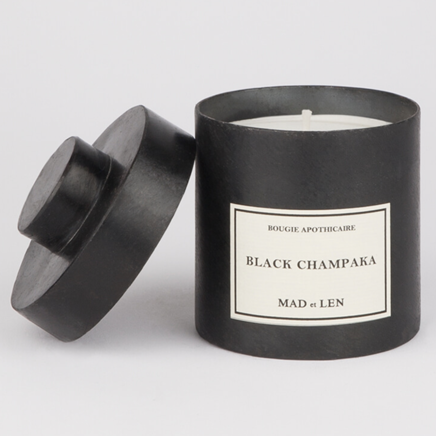 MAD ET LEN BLACK CHAMPAKA SCENTED CANDLE Indian Champaka flower, wood and smoky honey...