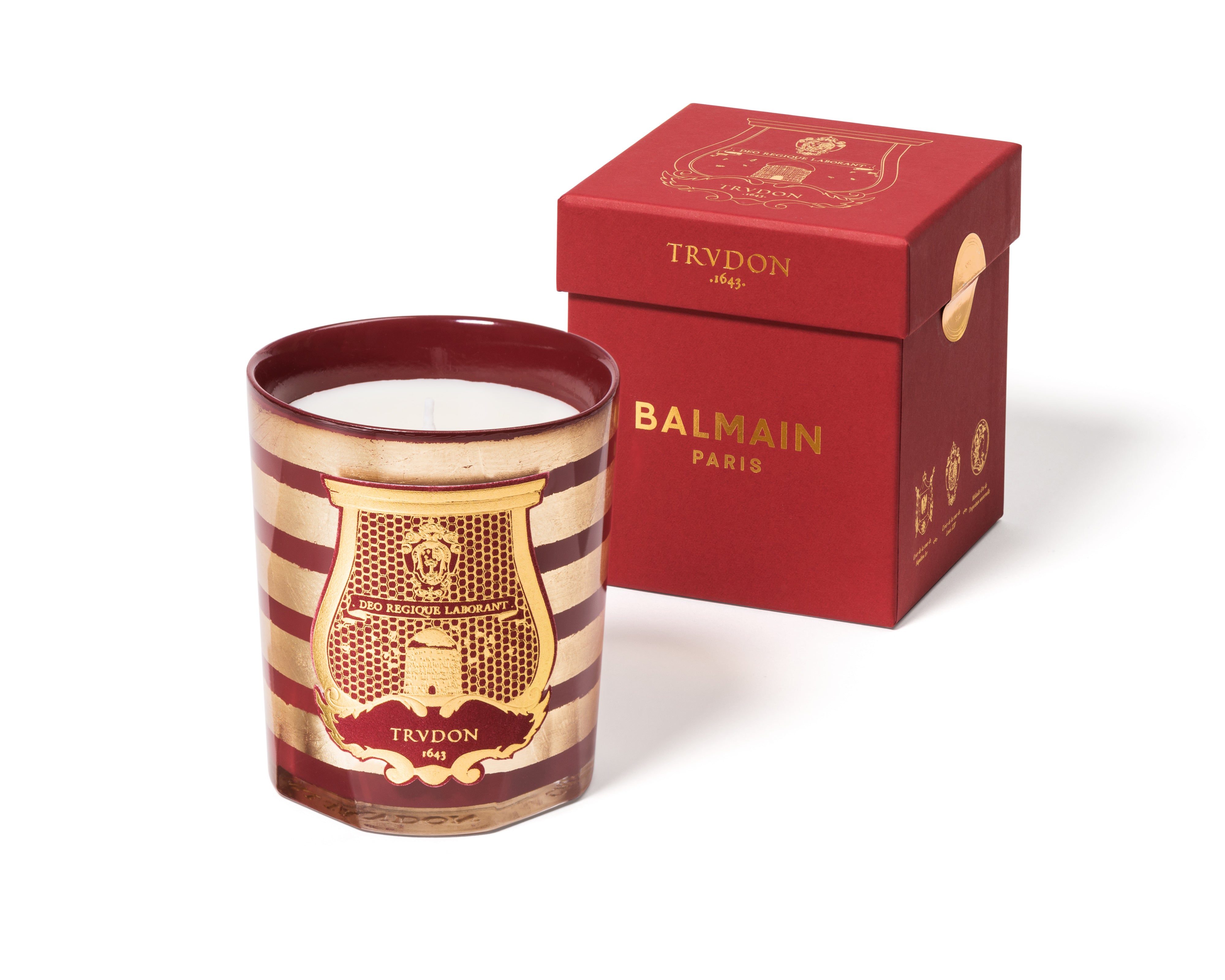 Cire Trudon x Balmain Limited Edition Candle, 270g, with stunning red gift box.