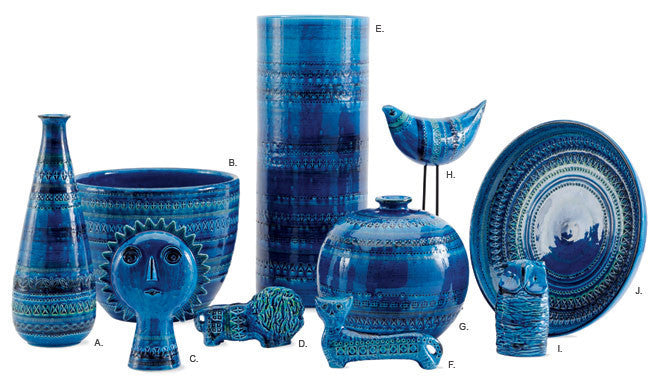 Bitossi Italy Ceramic Large Blue Bowl