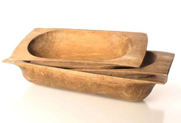 Antique French Vintage Wooden Dough Proving Bowls