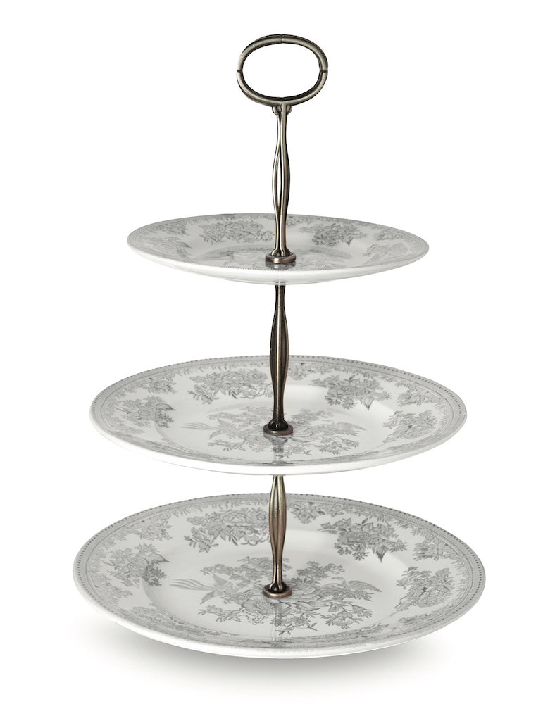 Burleigh UK- Asiatic Pheasant- Dove Grey- 3 Tiered Cake Stand