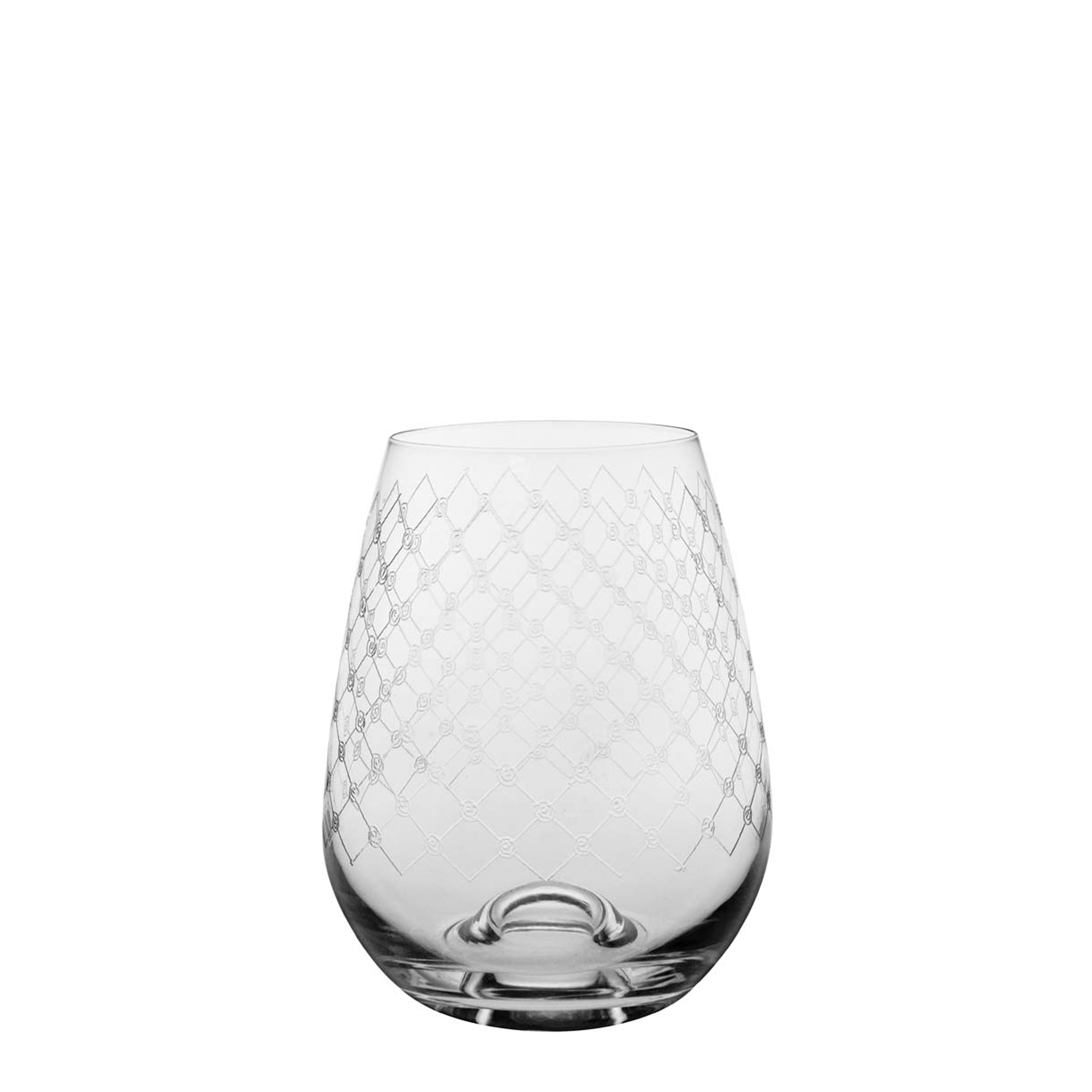 Water Glass  - Stemless - European Made - Diamond Patterned