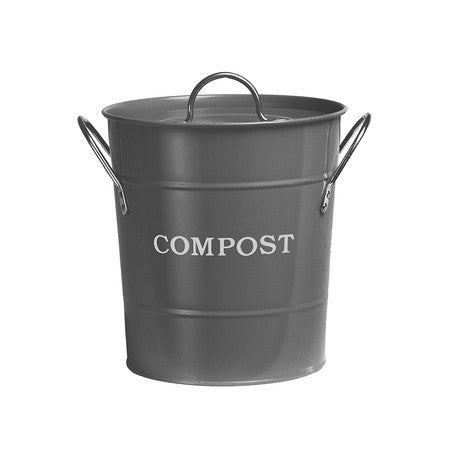 Enamel Compost Bucket Charcoal