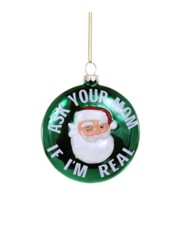 Glass novelty Santa holiday ornament - available at scouthouse.com.au