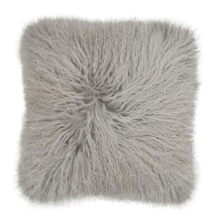 Mongolian Sheepskin Cushion - Light Grey 40 cm