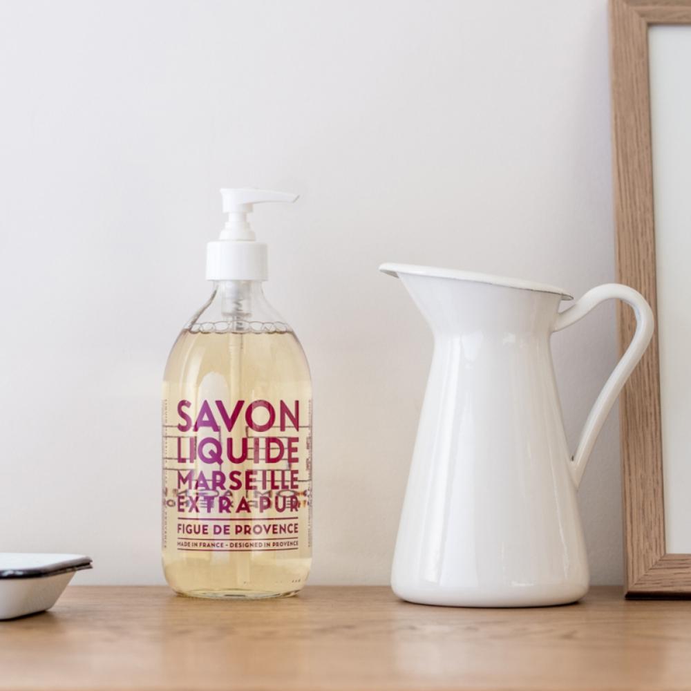 Savon Liquide - Figue de Provence. Comes in glass bottle with purple script. A perfect gift.